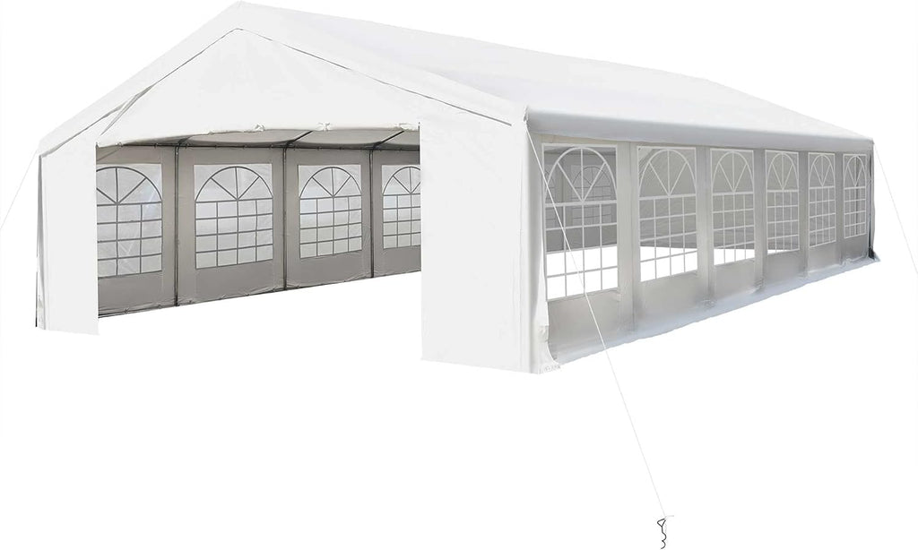 White Heavy Duty Carport Canopy with Removable Sidewalls and Windows P192688