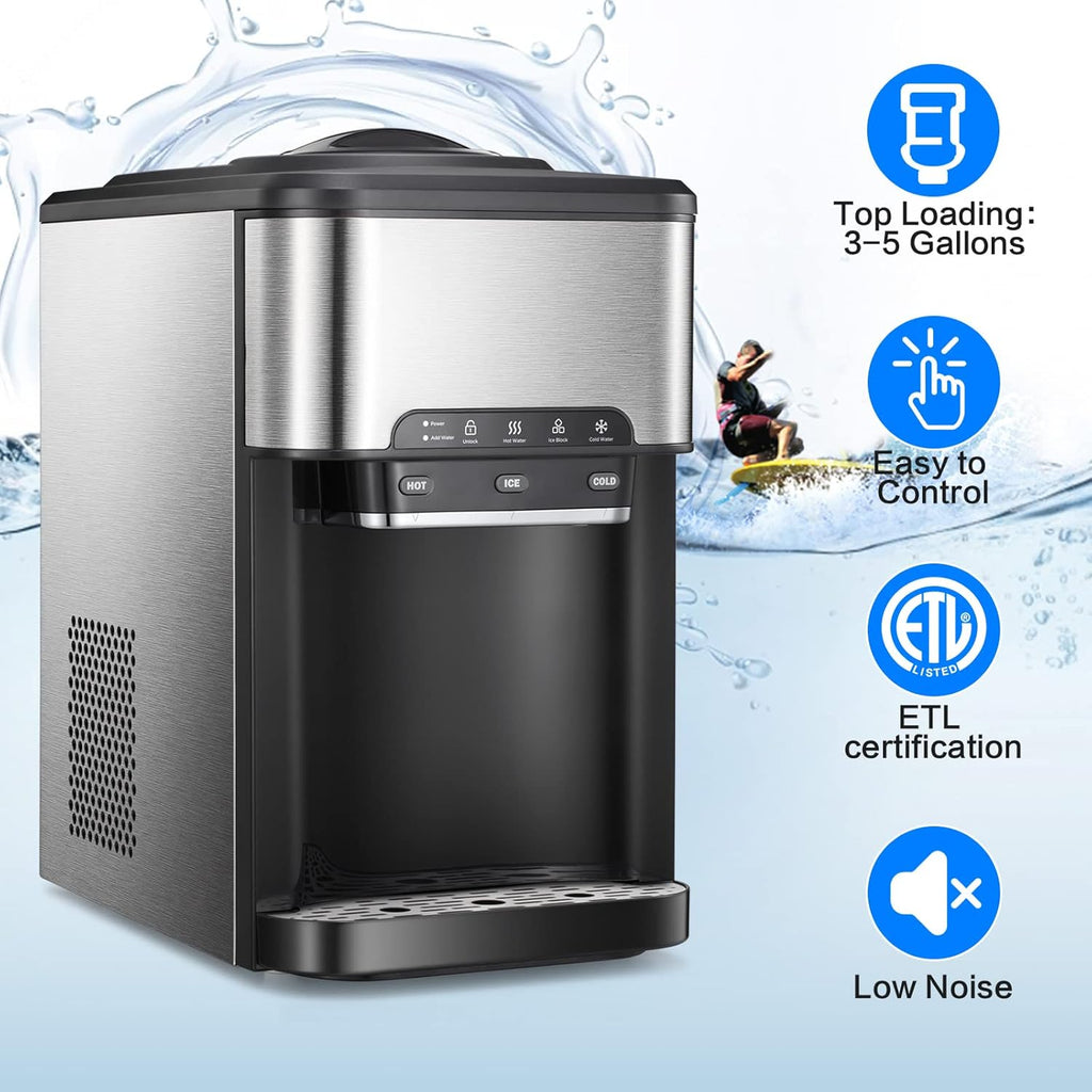 3-in-1 Top Loading Water Cooler Dispenser with Built-in Ice Maker A694