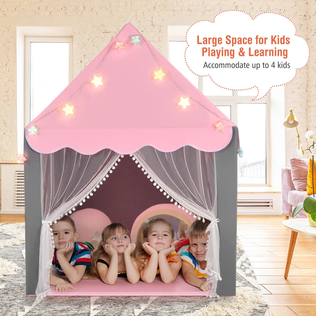 Pink Castle Fairy Tent with Star Lights Mat X6329