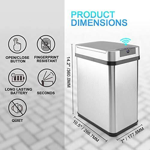 2.4 Gallon Stainless Steel Automatic Sensor Kitchen Trash Can C514137