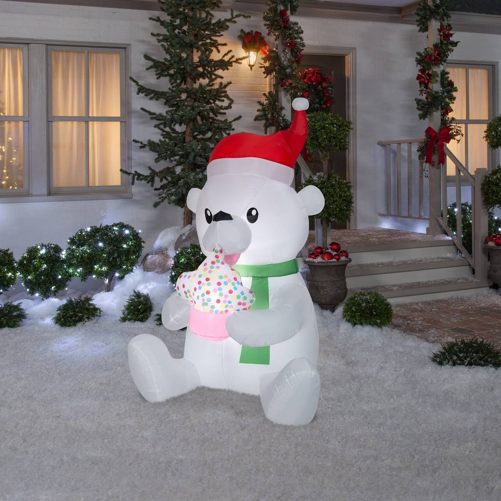 Animated Polar Bear Inflatable with Cupcake G88729
