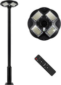 100W LED Solar Pole Light with 98 inch Pole IP65 Waterproof 6500K Auto Dusk to Dawn with Remote W608938