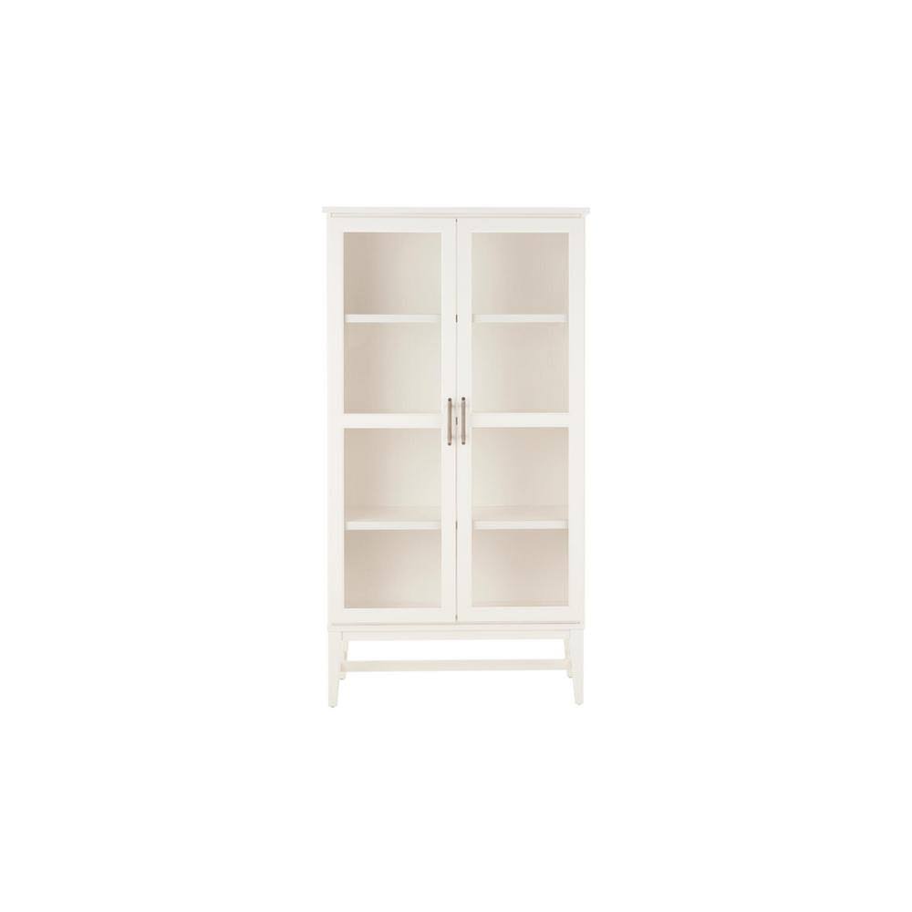 Ivory Wood 4-Shelf Bookcase with Glass Door G118