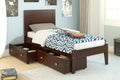 Twin Panel Bed with Dual Under Bed Drawers Cappuccino Finish W71230