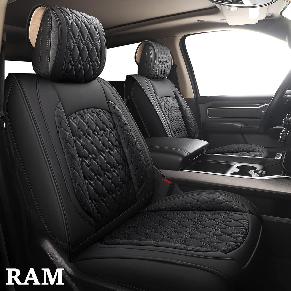 2 Pcs Front Waterproof Synthetic Leather Car Seat Covers N322
