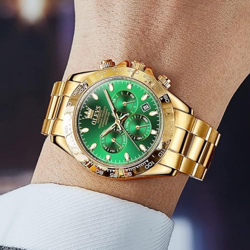 Gold Automatic Self Winding Waterproof Calendar Stainless Steel Luminous Men's Wrist Watch U479