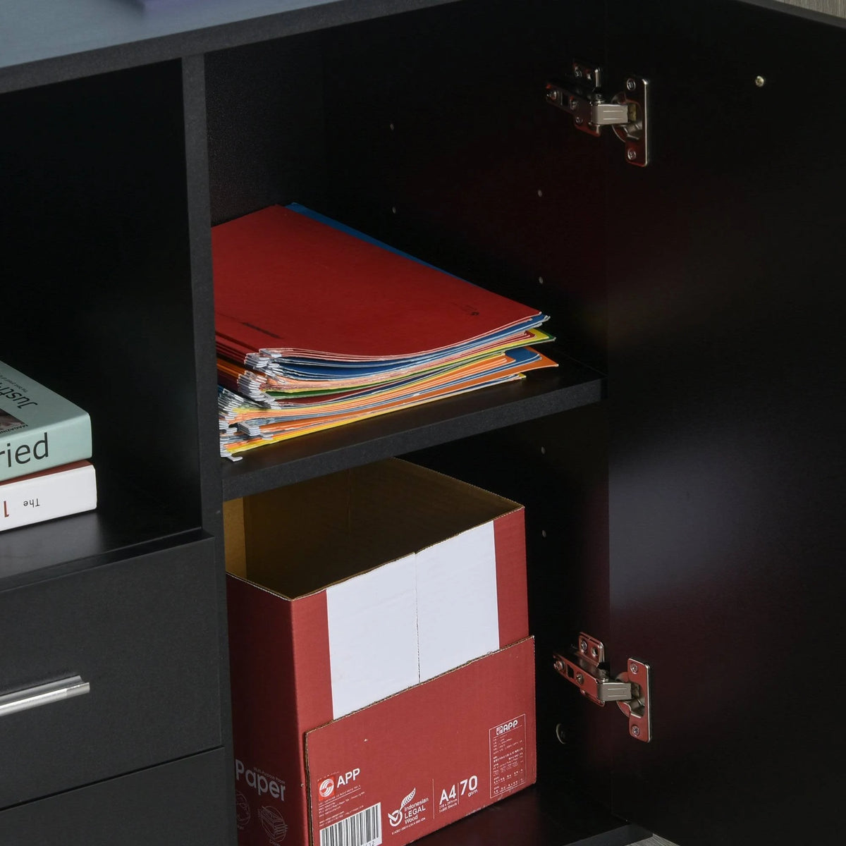 Black Mobile File Cabinet with Casters T25262
