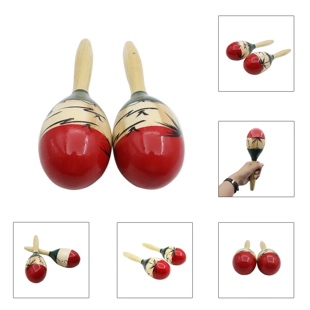 Pair of Wooden Large Maracas Percussion Instrument Musical Toy Y770