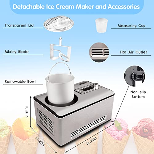 Ice Cream Maker with Compressor, 4 Modes, LCD Display C915027