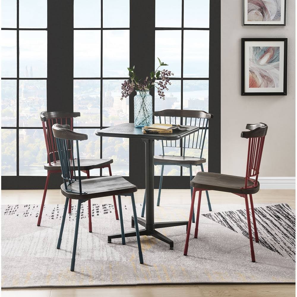 Red & Brown Oak Side Chair Set of 2 E138824
