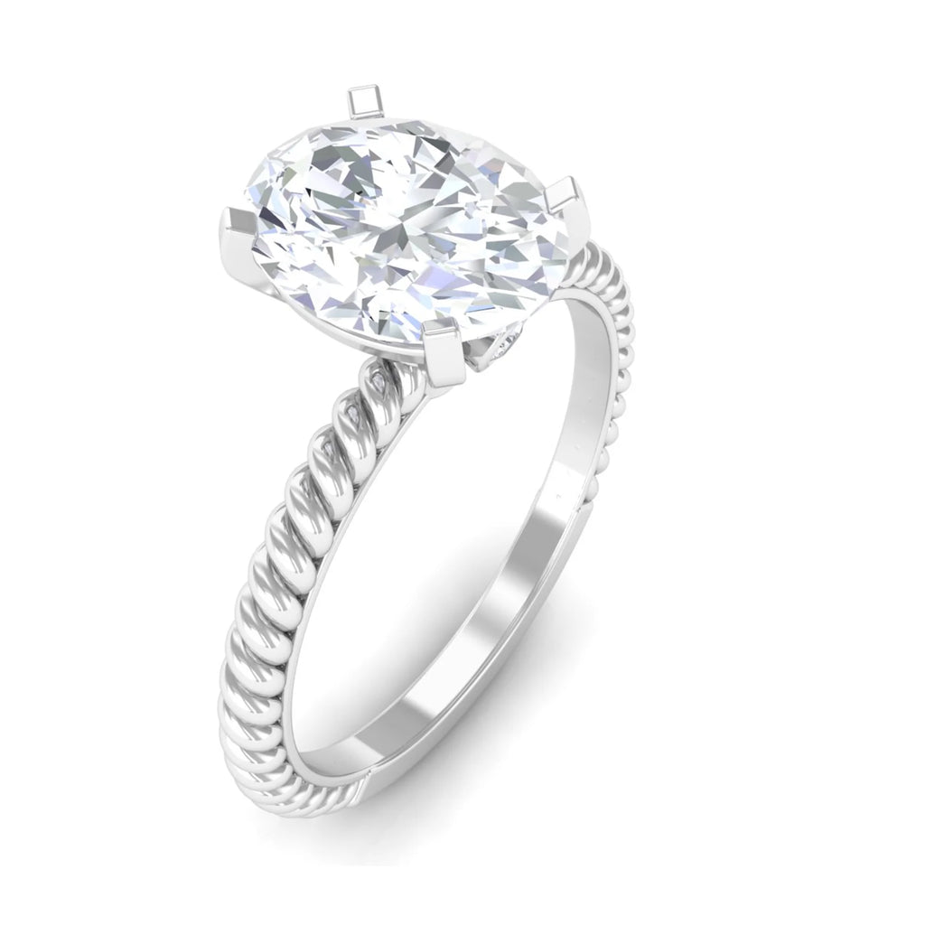 Oval Zircon Solitaire Engagement Ring, 925 Sterling Silver, 8X10 mm R599080