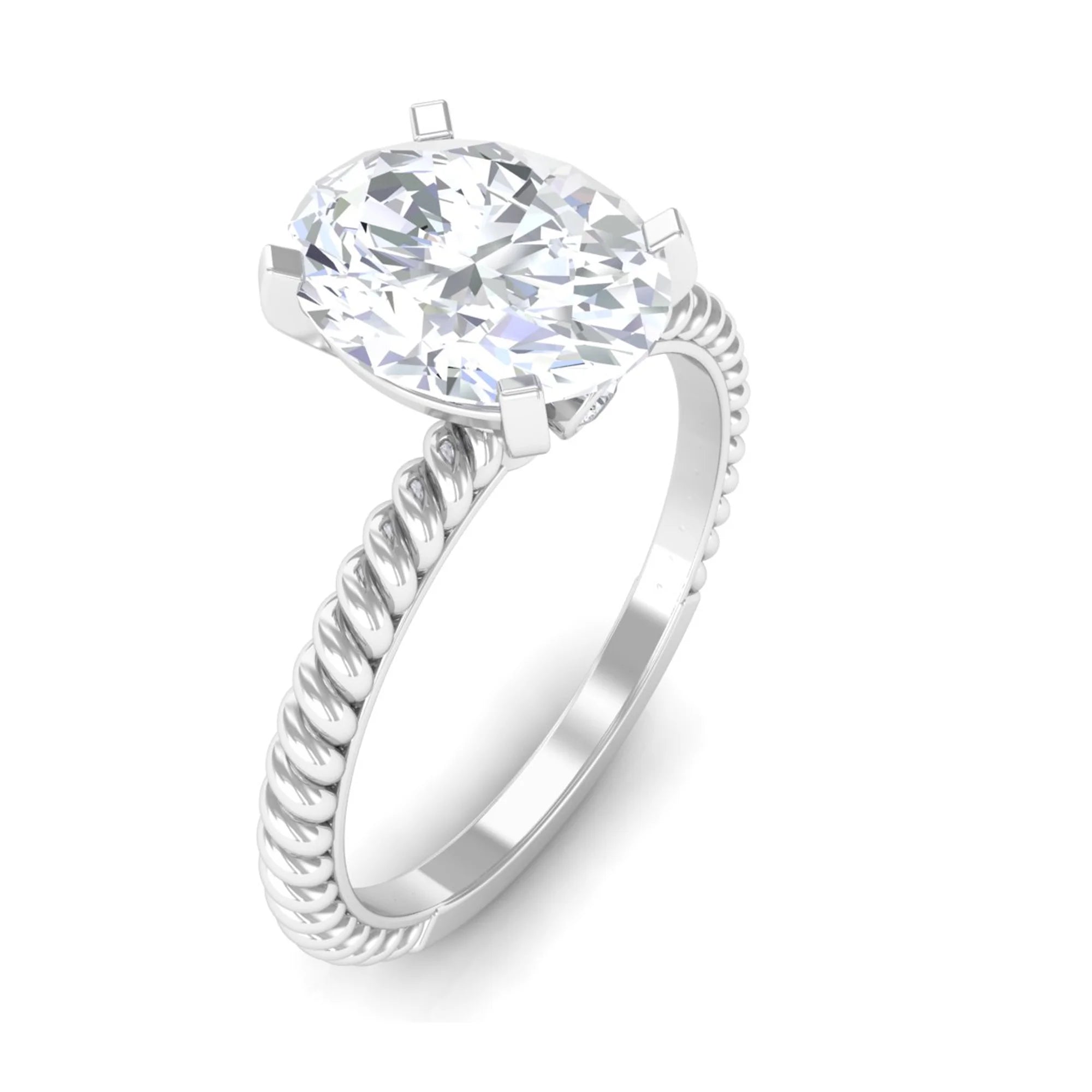 Oval Zircon Solitaire Engagement Ring, 925 Sterling Silver, 8X10 mm R599080