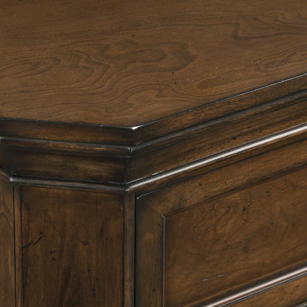 Antique Walnut Finish Wood 3-Drawer Nightstand L1738