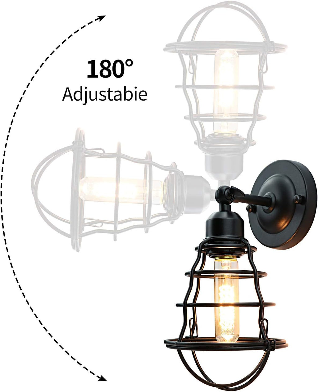 Black Wire Cage Wall Sconce 2pack S685