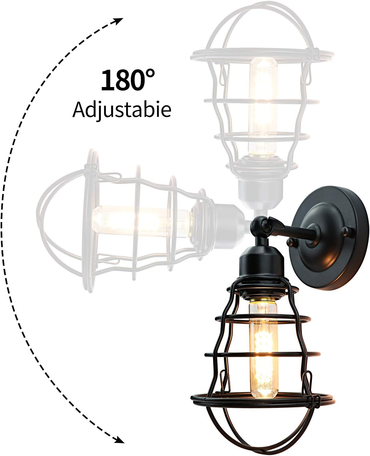 Black Wire Cage Wall Sconce 2pack S685