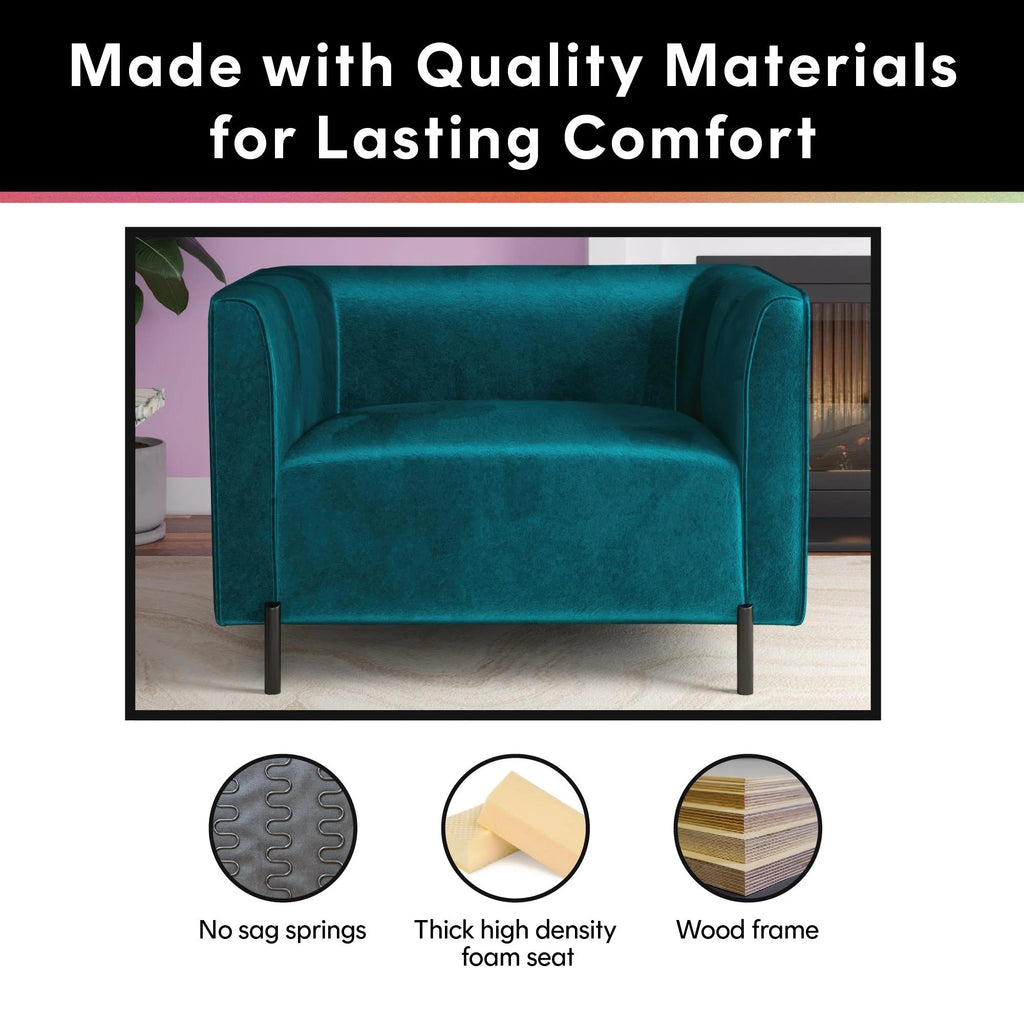 Emerald Green Velvet Upholstered Accent Chair and a Half D8991