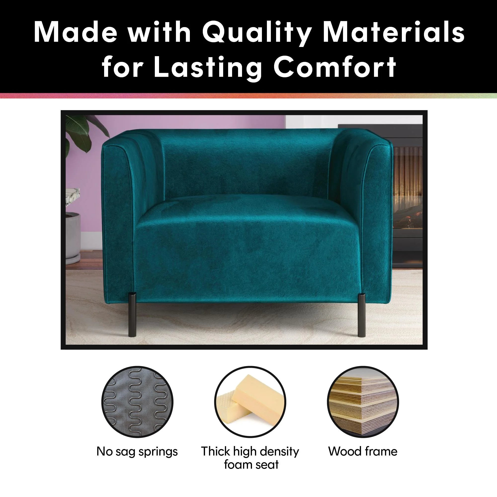 Emerald Green Velvet Upholstered Accent Chair and a Half D8991