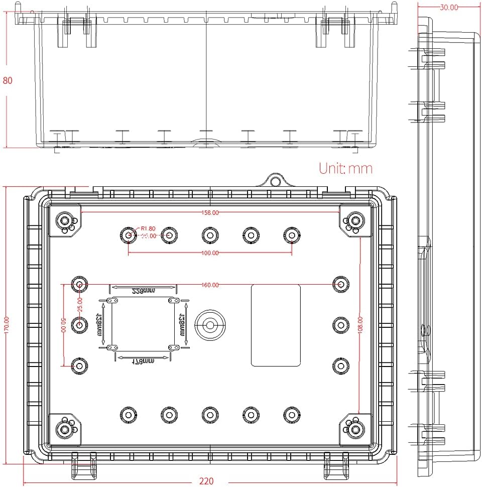 IP67 Waterproof Junction Box Plastic Enclosure Clear Cover Plate with Stainless Steel Buckles 13×13×5.1 inch D41749