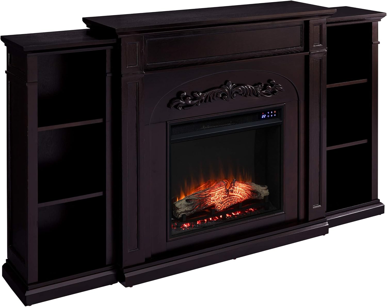 Espresso Electric Bookcases Fireplace D332367