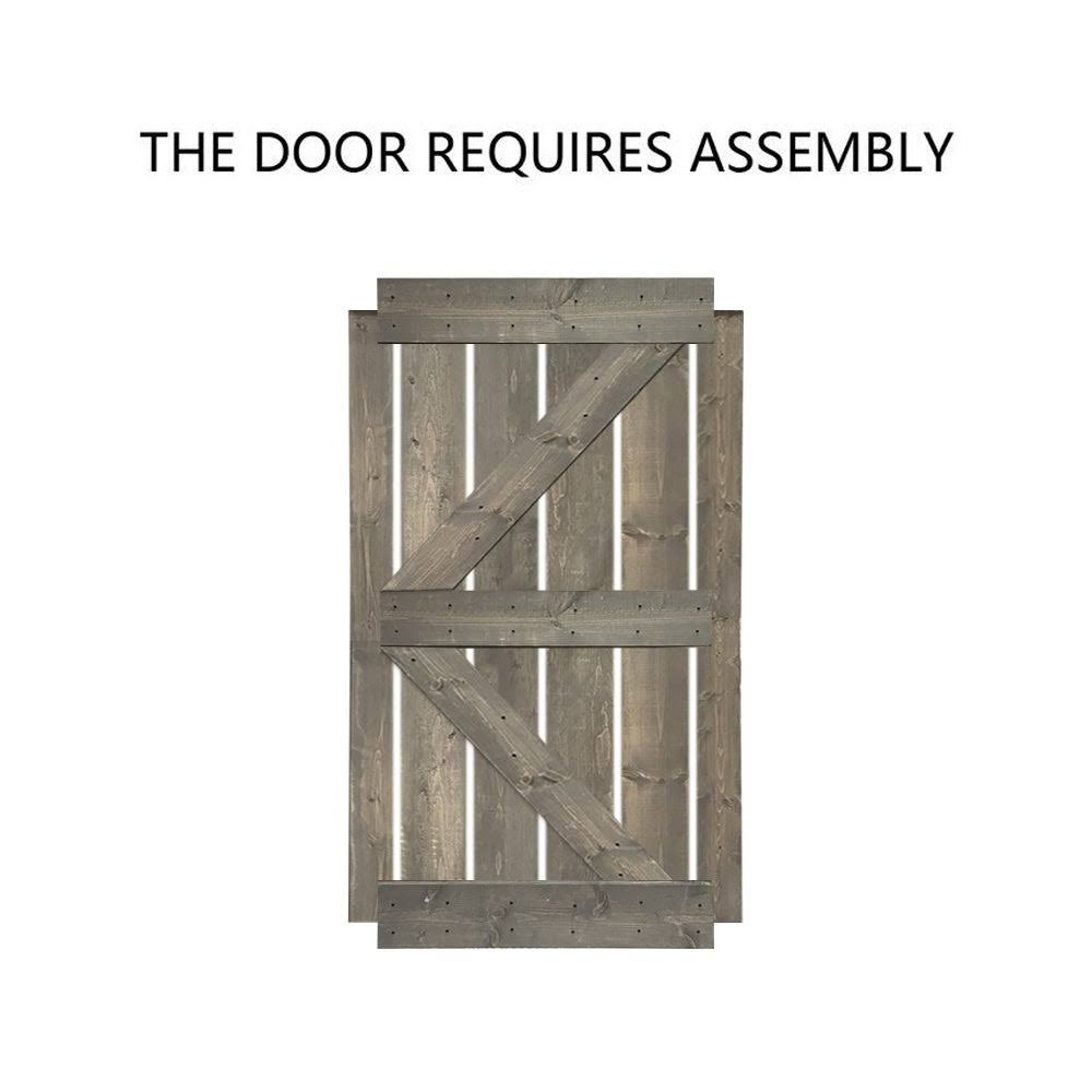 Solid Sage Green Stained Pine Wood Interior Sliding Barn Door Slab J1341