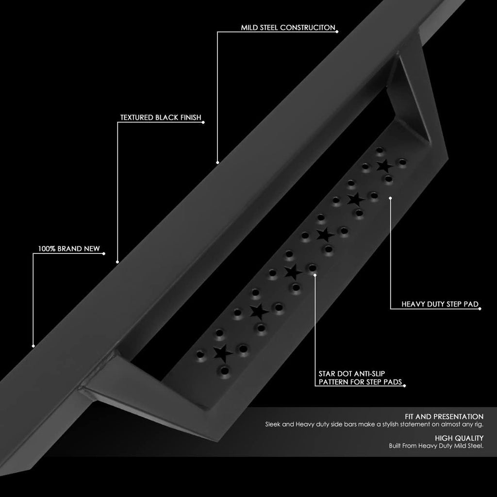 2.75 Inches Diameter Tubing 5 Inches Drop Down Side Step Nerf Bar Running Boards, Mild Steel, Black Powder Coated C384870