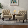 Beige PU Leather Accent Armchair H380