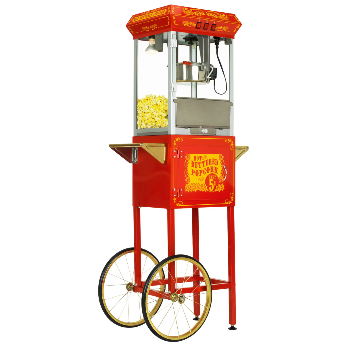 Red/Gold 8oz Popcorn Machine with Cart B15076
