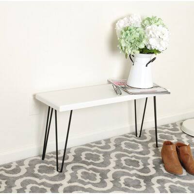 White Washed Wood Bench Z500238