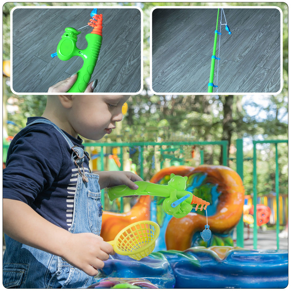 2Pcs Retractable Plastic Fishing Rod Toys Magnetic Fishing Game T17624