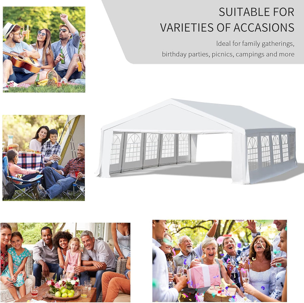 White Heavy Duty Carport Canopy with Removable Sidewalls and Windows P192688