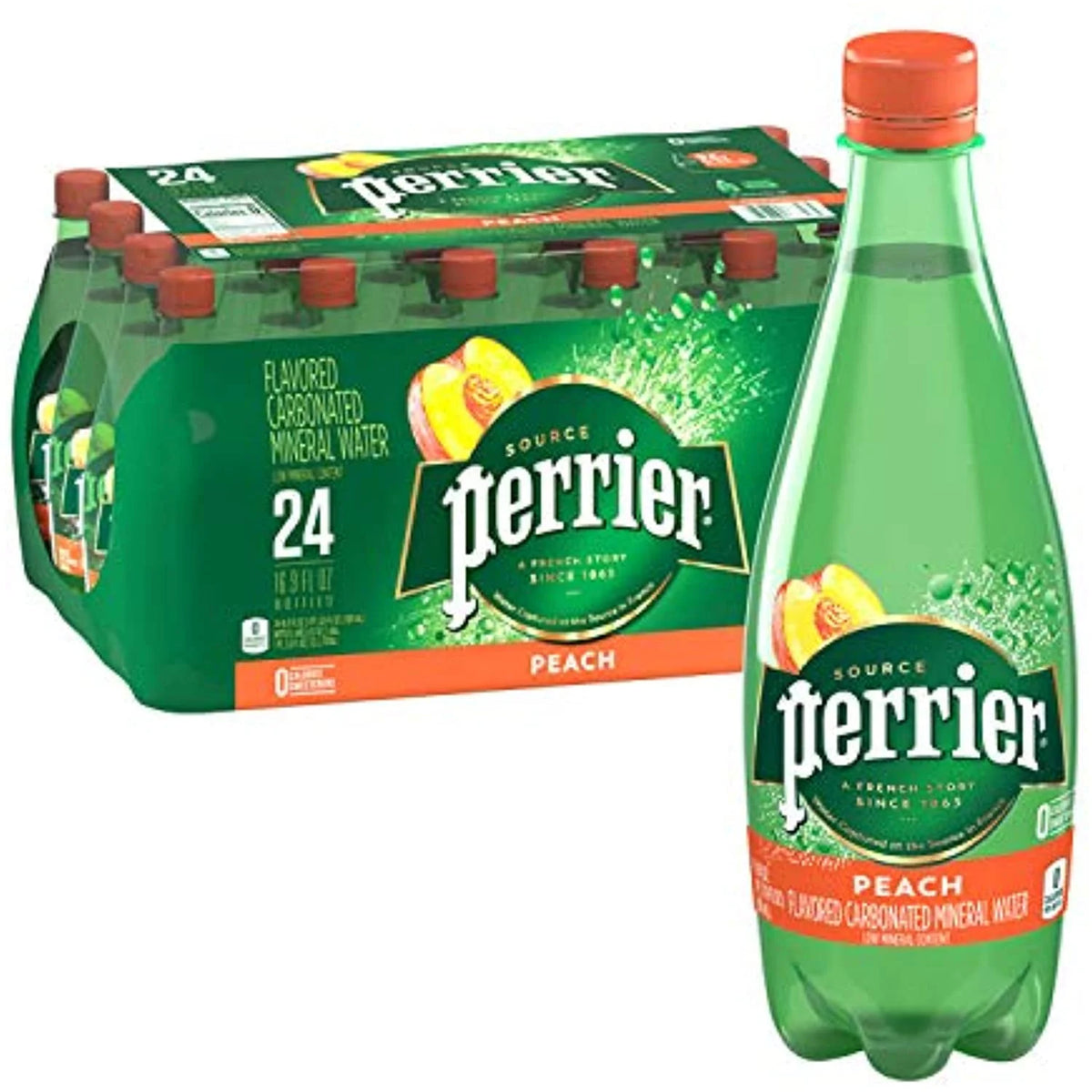 Peach Flavored Carbonated Mineral Water, 16.9 Fl Oz (Pack Of 24) E92151