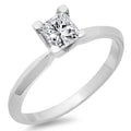 0.75 Carat Princess Cut Diamond Solitaire Engagement Ring, White Gold, Size 8 P535