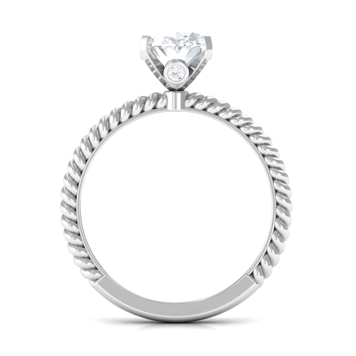 Oval Zircon Solitaire Engagement Ring, 925 Sterling Silver, 8X10 mm R599080