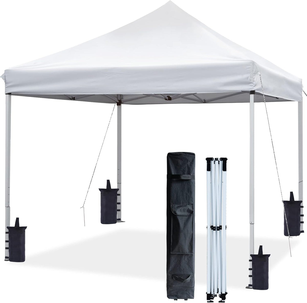 White 10'x15' Pop Up Canopy Tent with Wheeled Carry Bag E5624