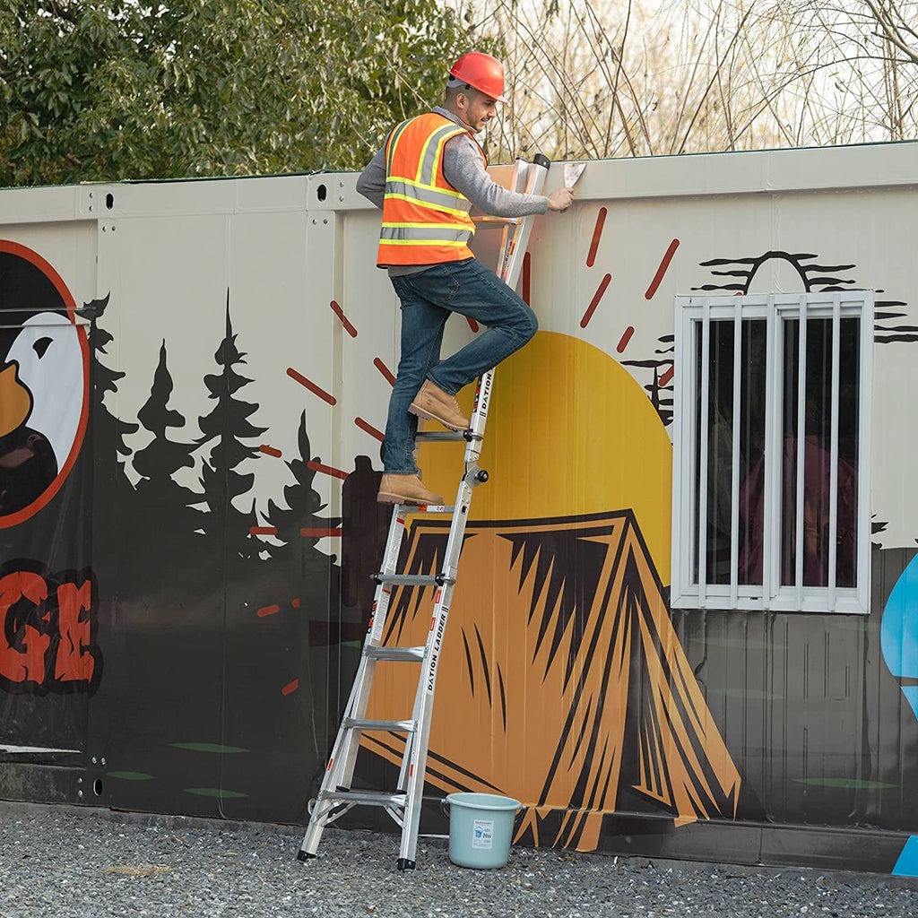 Folding Aluminum Ladder with Non-Slip Rubber, 250 lbs Weight Rating J69235
