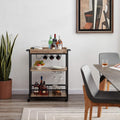 Rustic Mobile Kitchen Serving Cart Wood Metal Serving Trolley M284