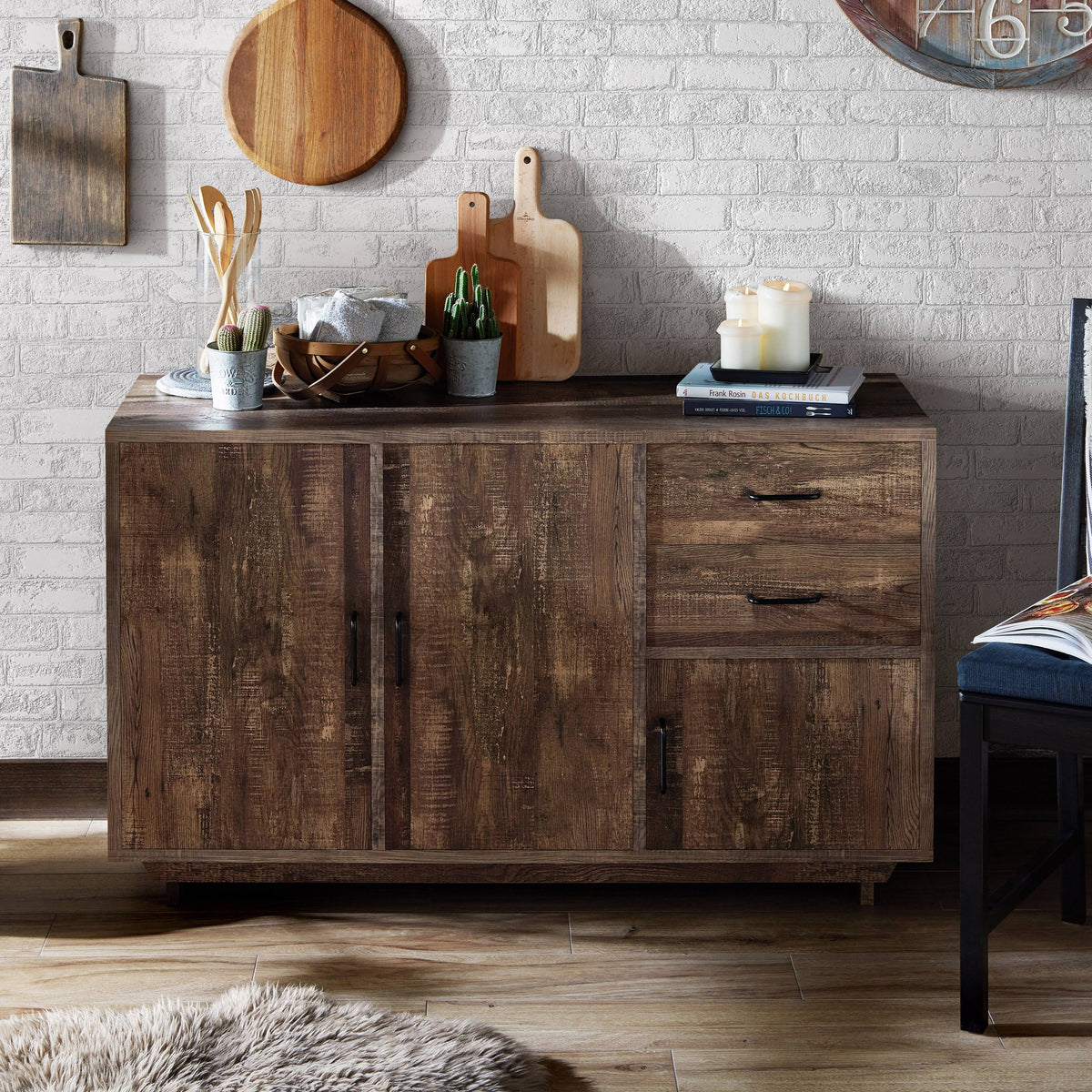 Brown Reclaimed Oak Dining Server X49195