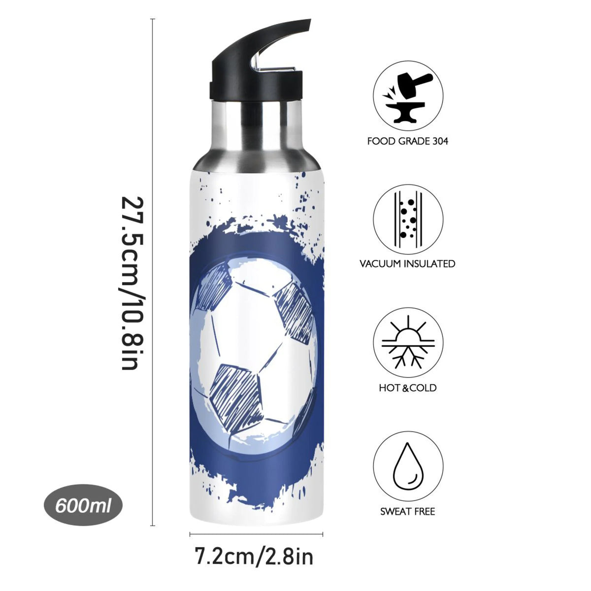Stainless Steel Insulated Water Bottle with Straw Lid D93837
