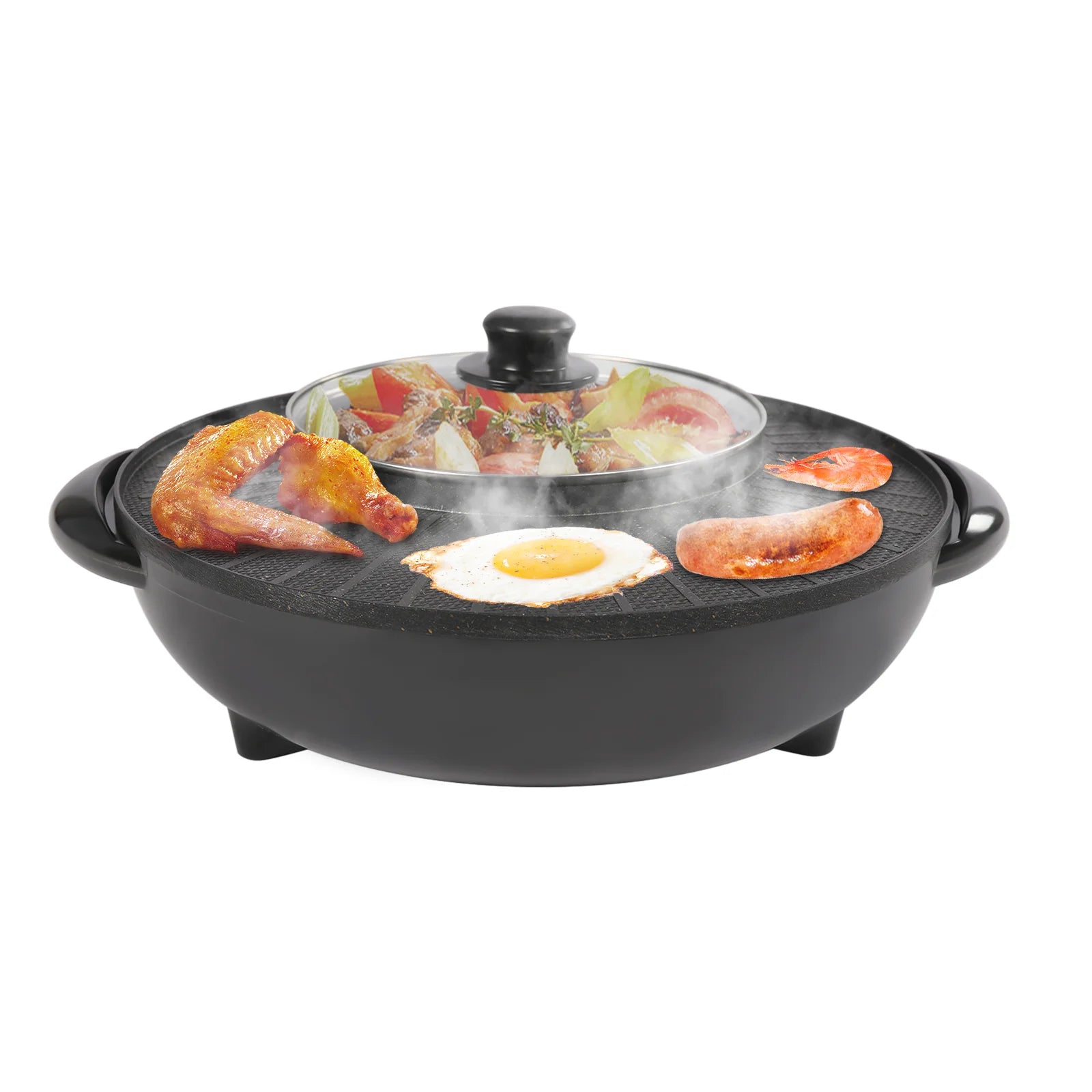 5L/5.28QT Electric Hot Pot Grill Combo with Lid Q717
