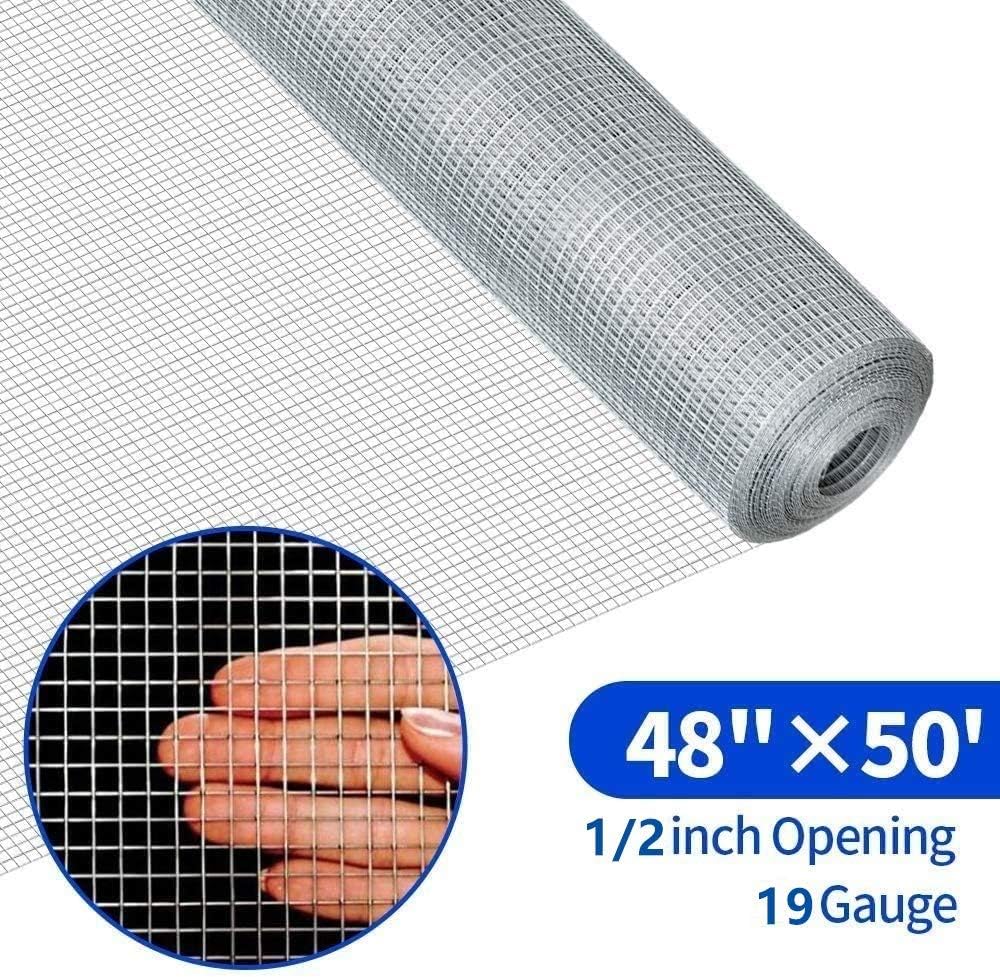 Galvanized 19 Gauge Square Chicken Wire Fence Mesh Roll V240386