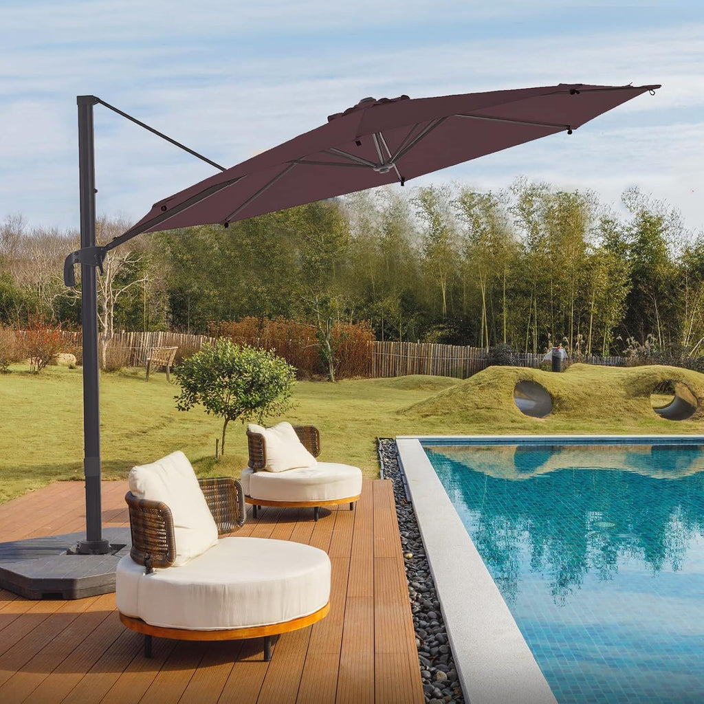 Grey 8.2FT Square Offset Patio Umbrella with Aluminum Pole R6773