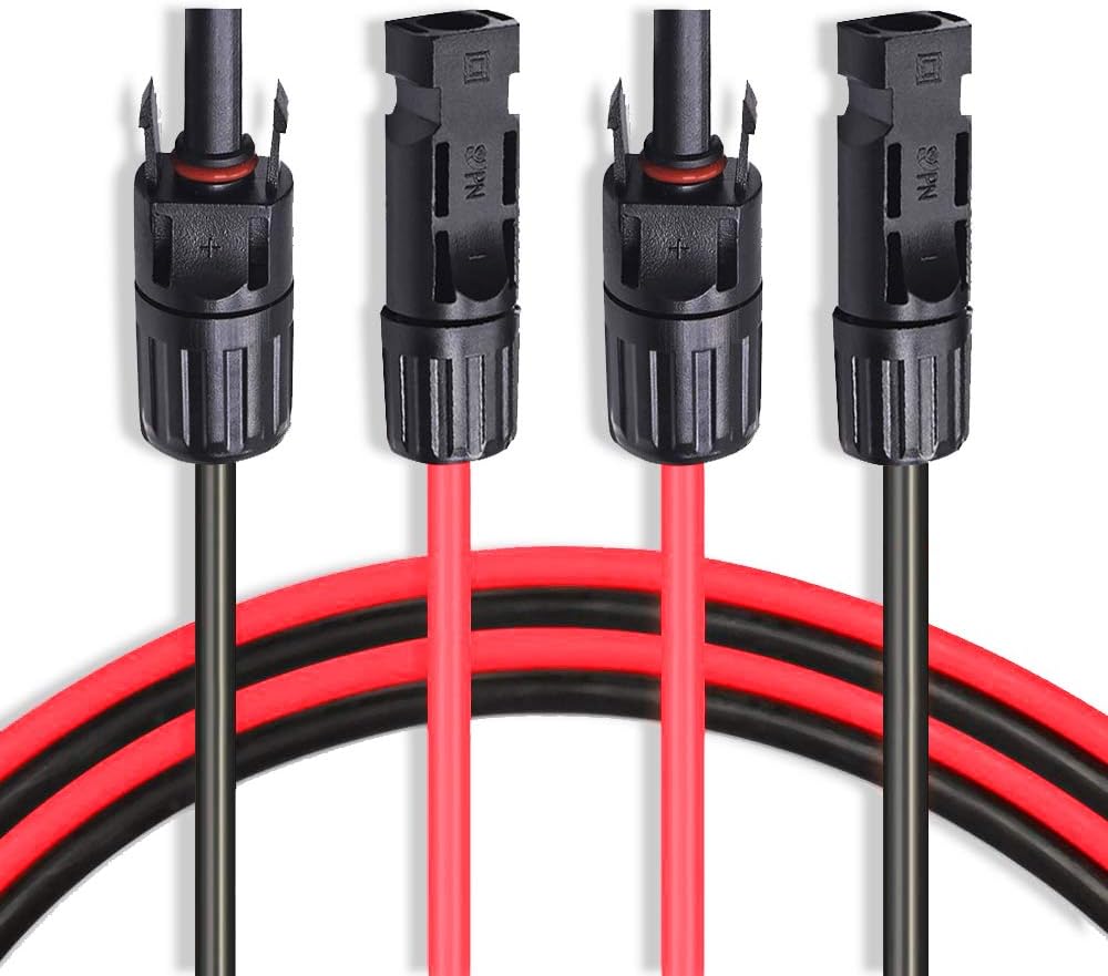 20 Feet 10AWG Solar Extension Cable Wire with Female and Male Connector, 10 Gauge (6mm²) Adaptor Kit Tool (20FT Red + 20FT Black) C84009