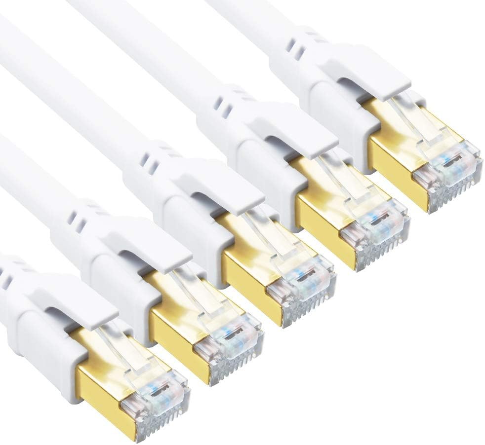 CAT8 Ethernet Cable 15ft 10 Pack Black SFTP 26AWG Gold Plated RJ45 Connector N367