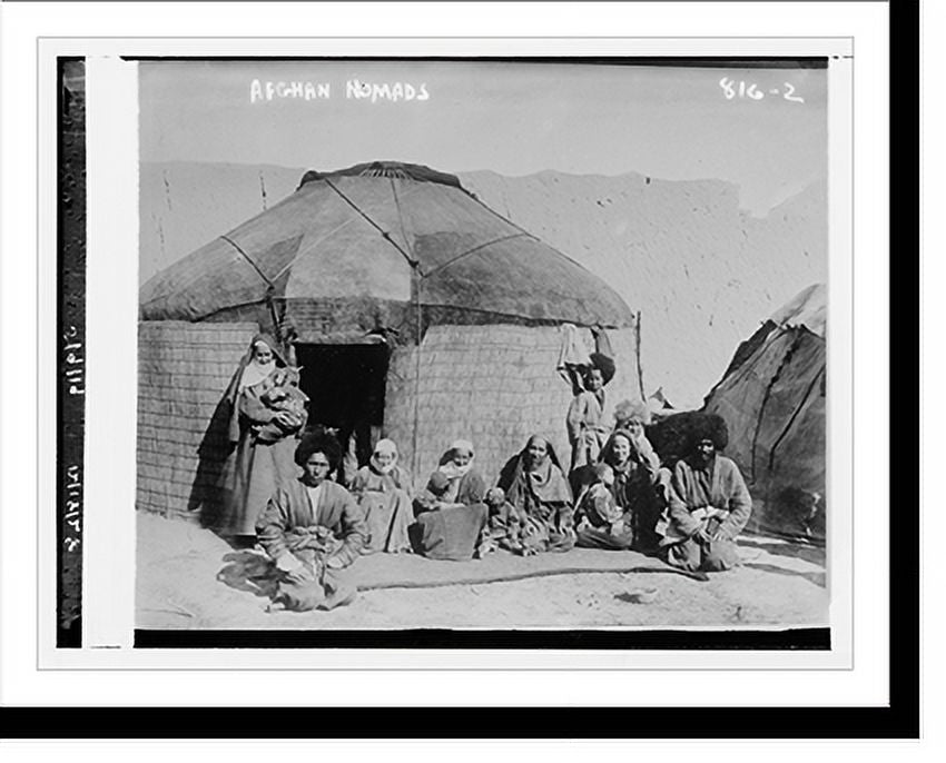 Historic Framed Print, Afghan nomads, seated outside tent, 17-7/8" x 21-7/8" L7617