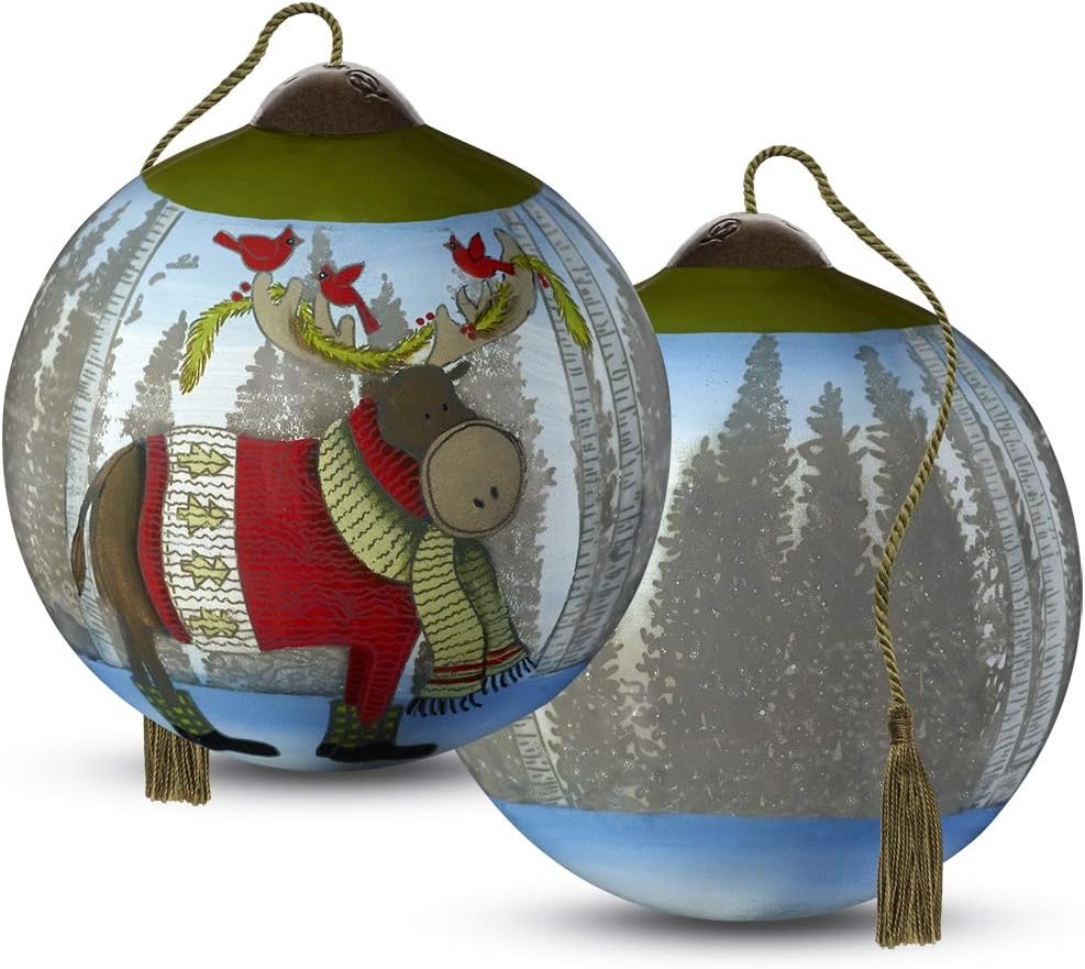 Moose with Cardinals On Antlers Ornament B47324
