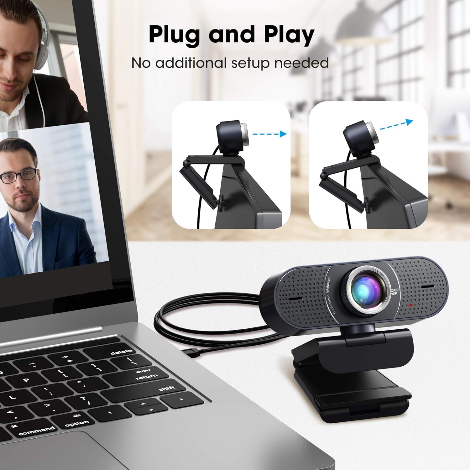 1080P Webcam with Microphone USB, 120° Wide View U330503
