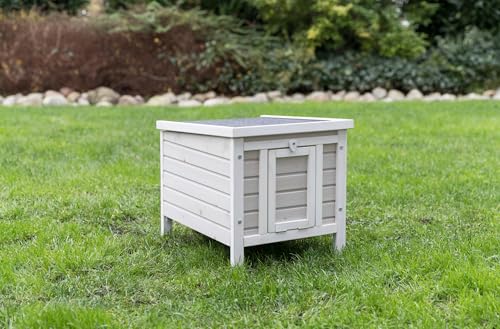 Gray Fir Wood Outdoor Cat House with Raised Floor M336