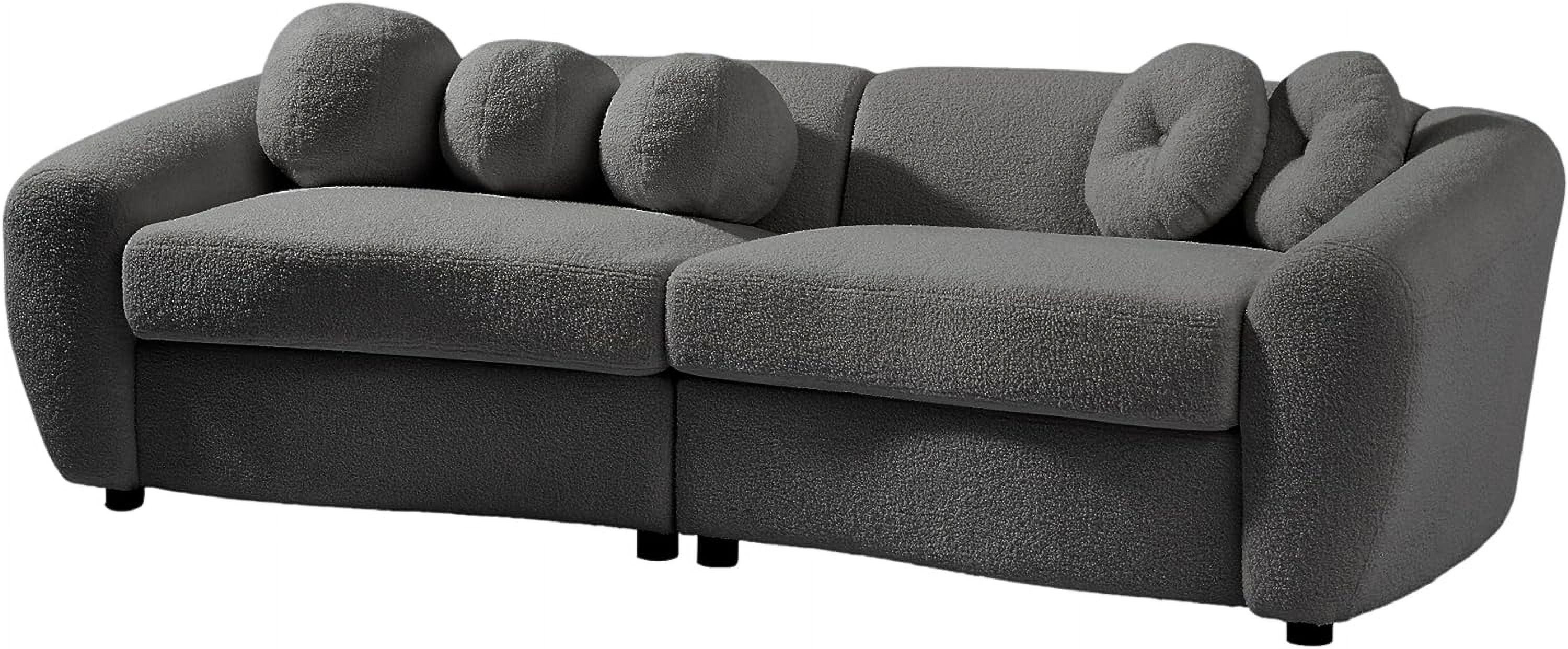 Grey Teddy Fabric 3 Seater Sofa with 5 Throw Pillows M4435