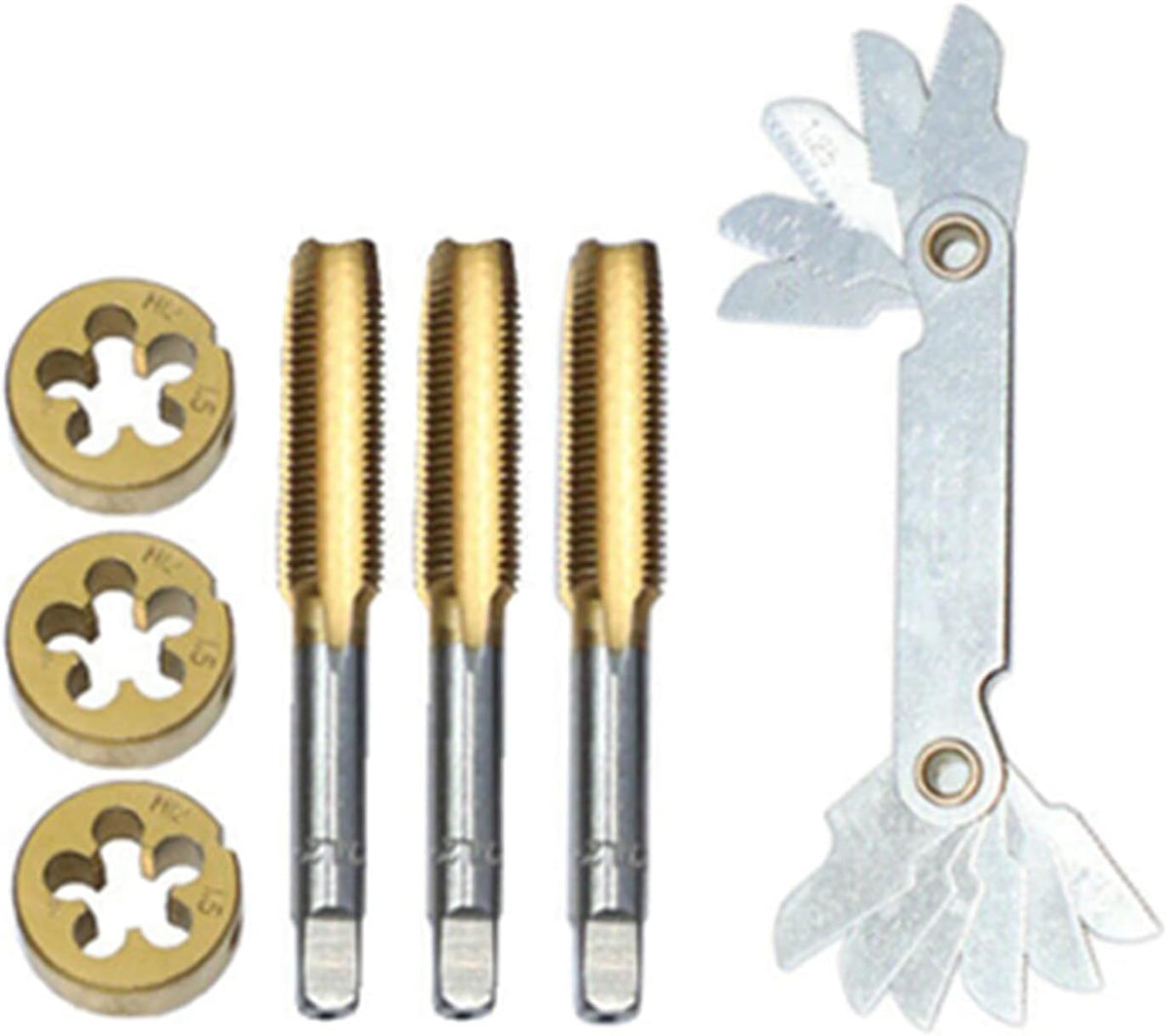 12PCS Tap and Die Set Metric and Standard Threading Tools for M12 x 1.25 M12 x 1.5 M14 x 1.5 P618