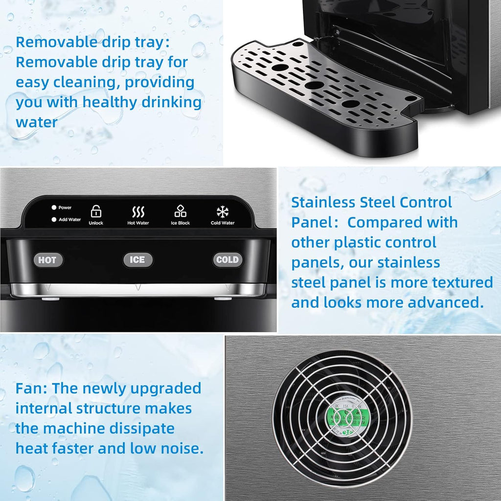 3-in-1 Top Loading Water Cooler Dispenser with Built-in Ice Maker A694